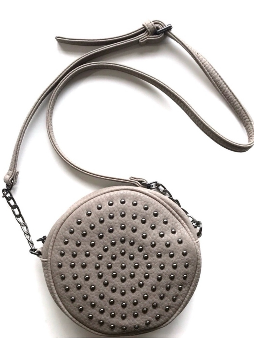 Neiman Marcus Round Studded Vegan Leather Bag
